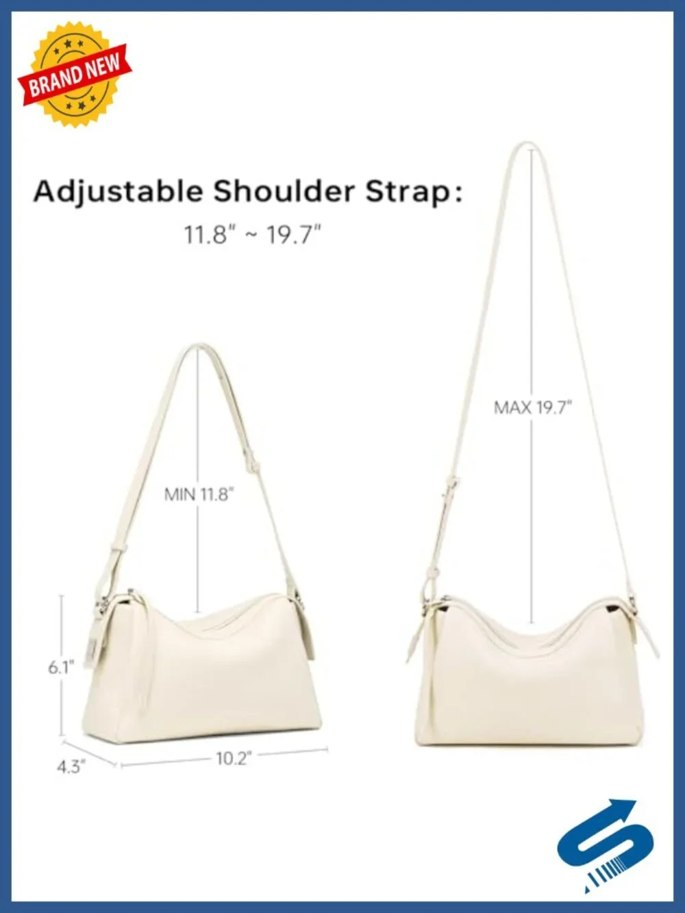 Genuine Leather Shoulder Purse Crossbody Bag for Women with Adjustable Strap